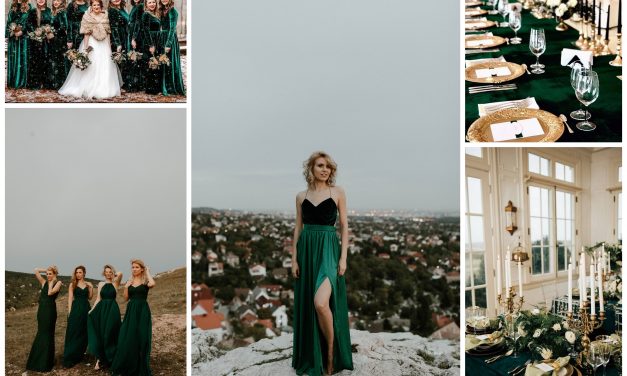 Smaragd zöld és arany – elegáns téli esküvő